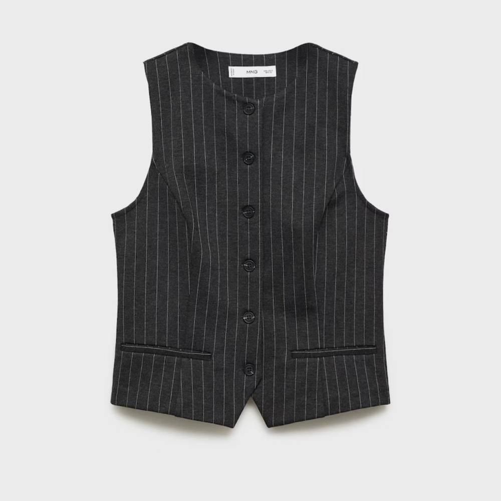 Mango Roma knit Gilt  Charcoal Pinstripe
